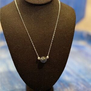 Vintage Silver Necklace with Blue Bead